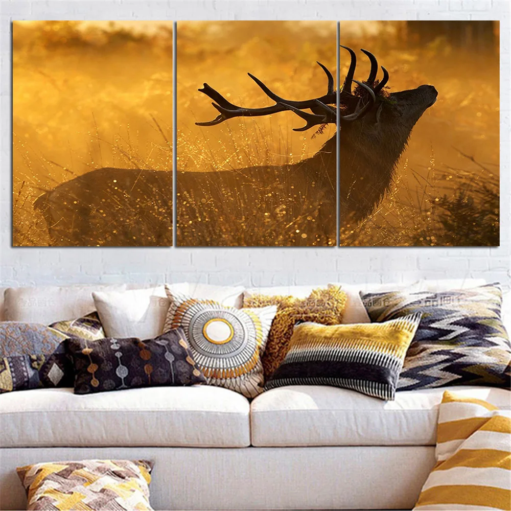 

Modern Animal Oil Painting Deer silhouette Wall Art Posters and Prints Home Decor Canvas Pictures for Living Room No Frame