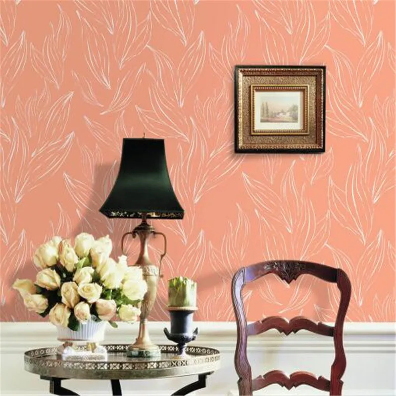 

Pink Wallpaper Roll Hand Drawn Line Wall Papers Home Decor Drawing Plant Pattern Wall Paper for Girl Living Room Wallpapers