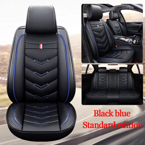 black blue-S Роскошные Чехлы для автомобильных сидений из искусственной кожи для Toyota Corolla Camry Rav4 Auris Prius Yalis Avensis SUV автомобильные аксессуары для интерьера - Название цвета: black blue-S