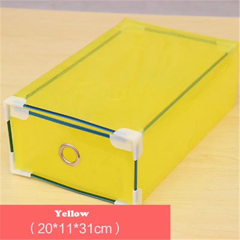 Yellow(M) Экологичная прозрачная вешалка для обуви, пластиковая прямоугольная коробка для хранения, органайзер для обуви, утолщенный ящик для обуви, коробка для дома, Штабелируемая коробка - Цвет: Yellow(M)