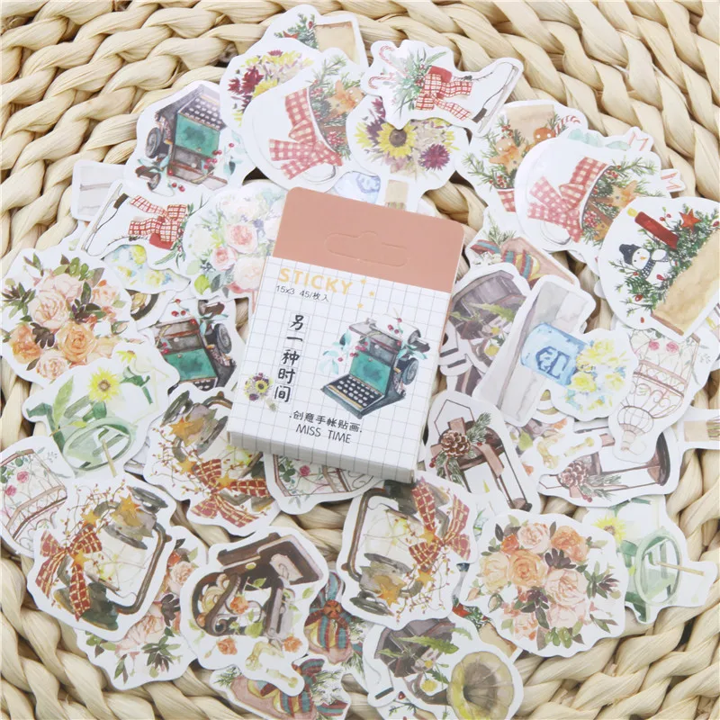 K 45 шт./кор. канцелярские наклейки оперение DIY Планета липкий Бумага Kawaii Луна растения наклейки для украшения дневник в стиле Скрапбукинг - Цвет: K