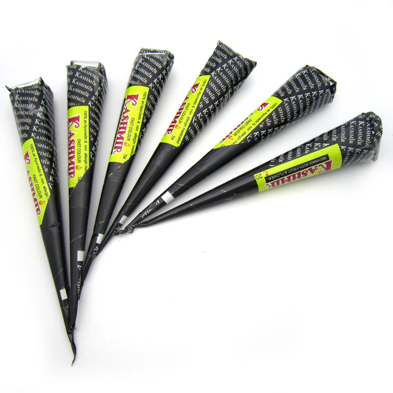 6 шт. Кашмирская индийская самая черная паста для татуировок с хной рук и пальцев