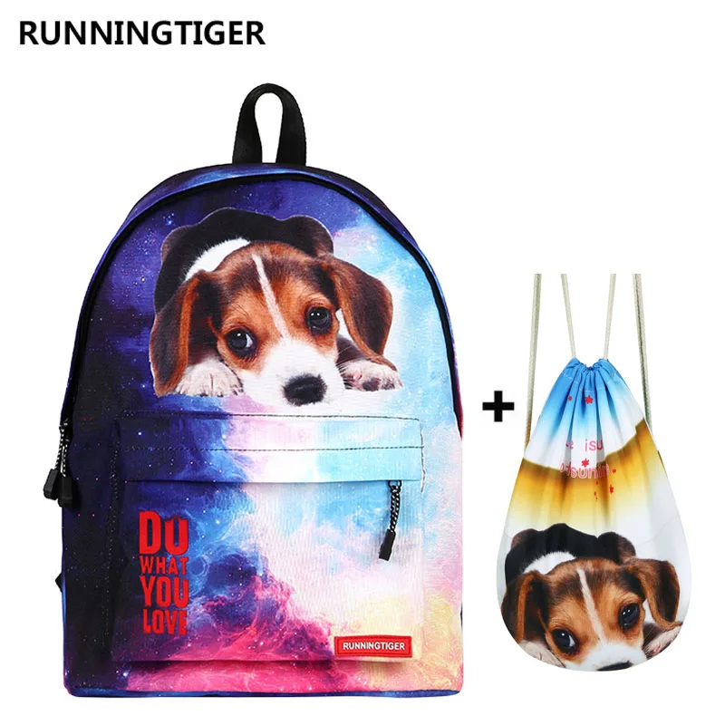 Новый 3D рюкзак с животным принтом женские школьные сумки для девочек женский