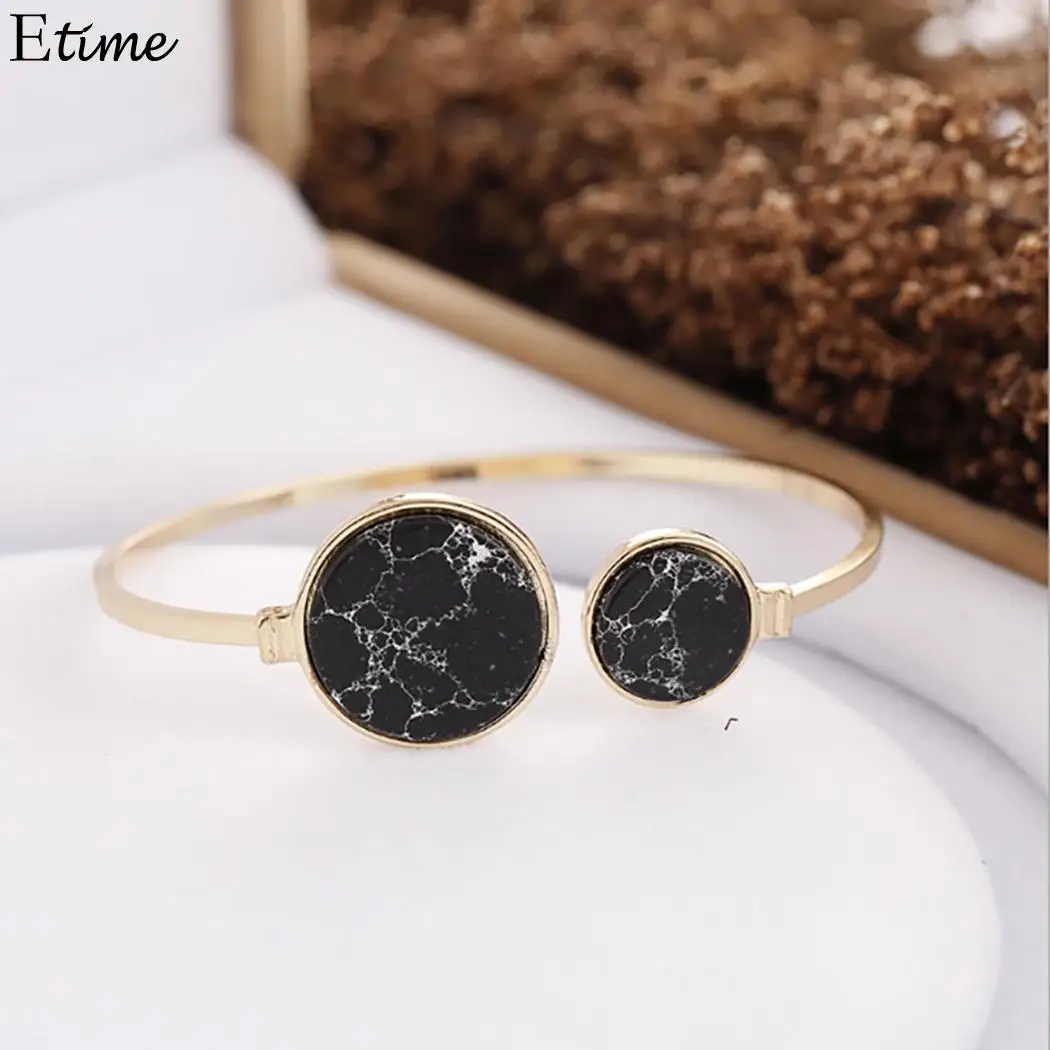 FANALA Браслеты Женские металлические круглые манжеты мраморный камень женские