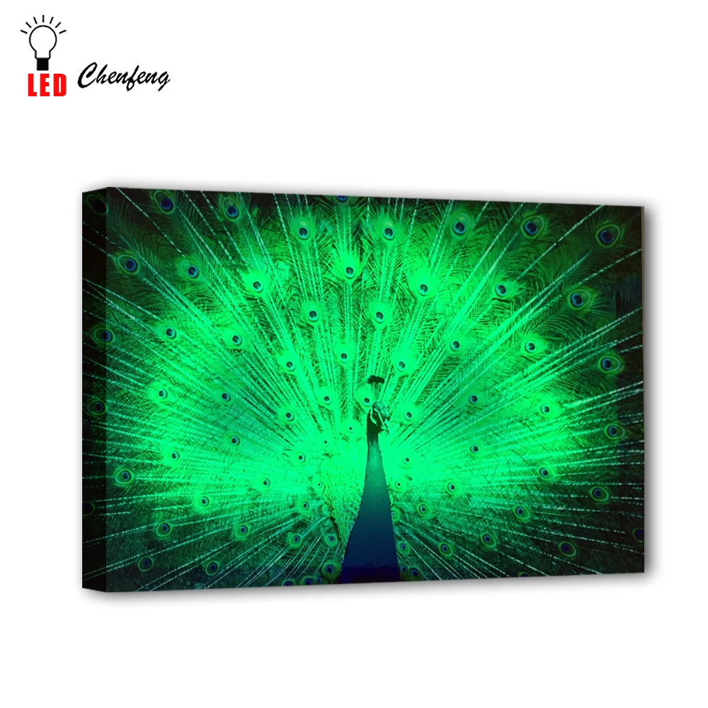 RGB Led холст настенные декоративные Танцы Красочные Павлин картина холст печать с подсветкой живопись освещенный подарок для детей