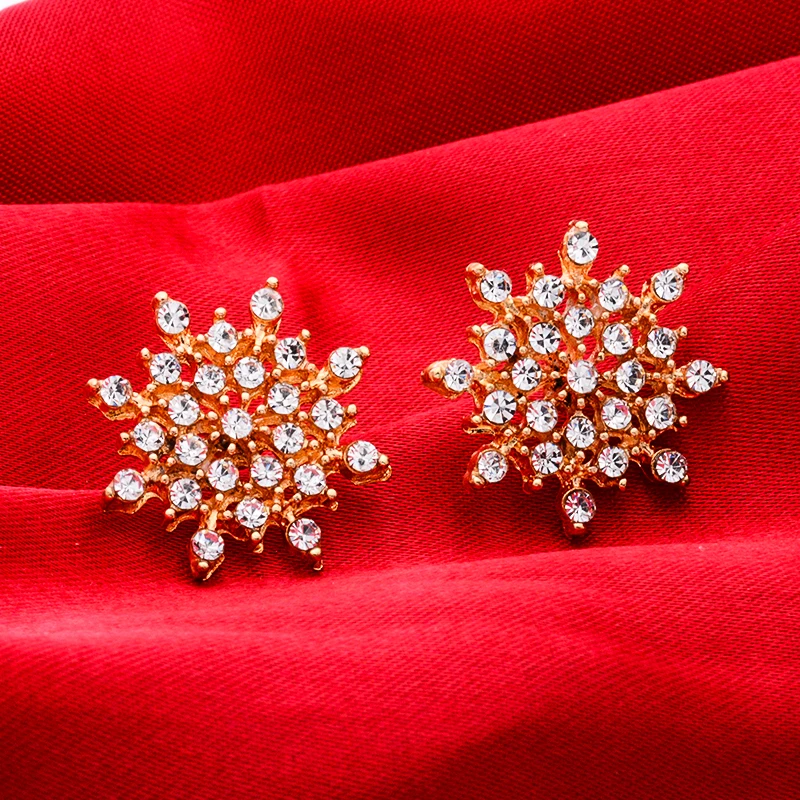 Женские серьги гвоздики в виде снежинки misanryne серебристые Стразы новинка 2017|snowflake