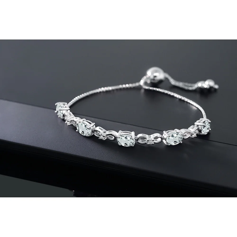 GemStoneKing 5 50 Ct натуральное небо Аквамарин алмаз стерлингового серебра 925
