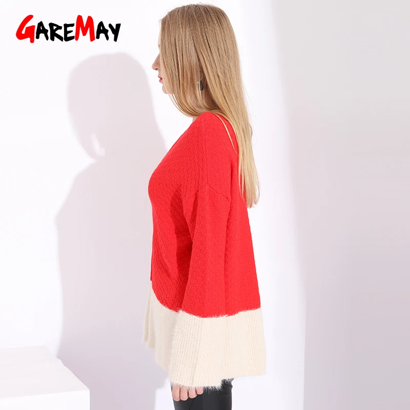 Women Sweaters And Pullovers Warm Cashmere Oversized Sweater Autumn Fashion Mohair Patch Red Christmas Loose | Женская одежда