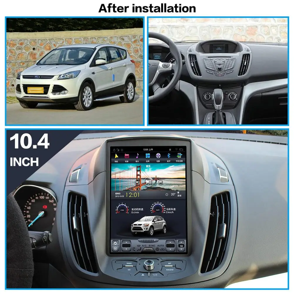 Android 8 Tesla стиль автомобиля нет DVD плеер gps навигация для Ford Kuga 2013 + Авто Стерео