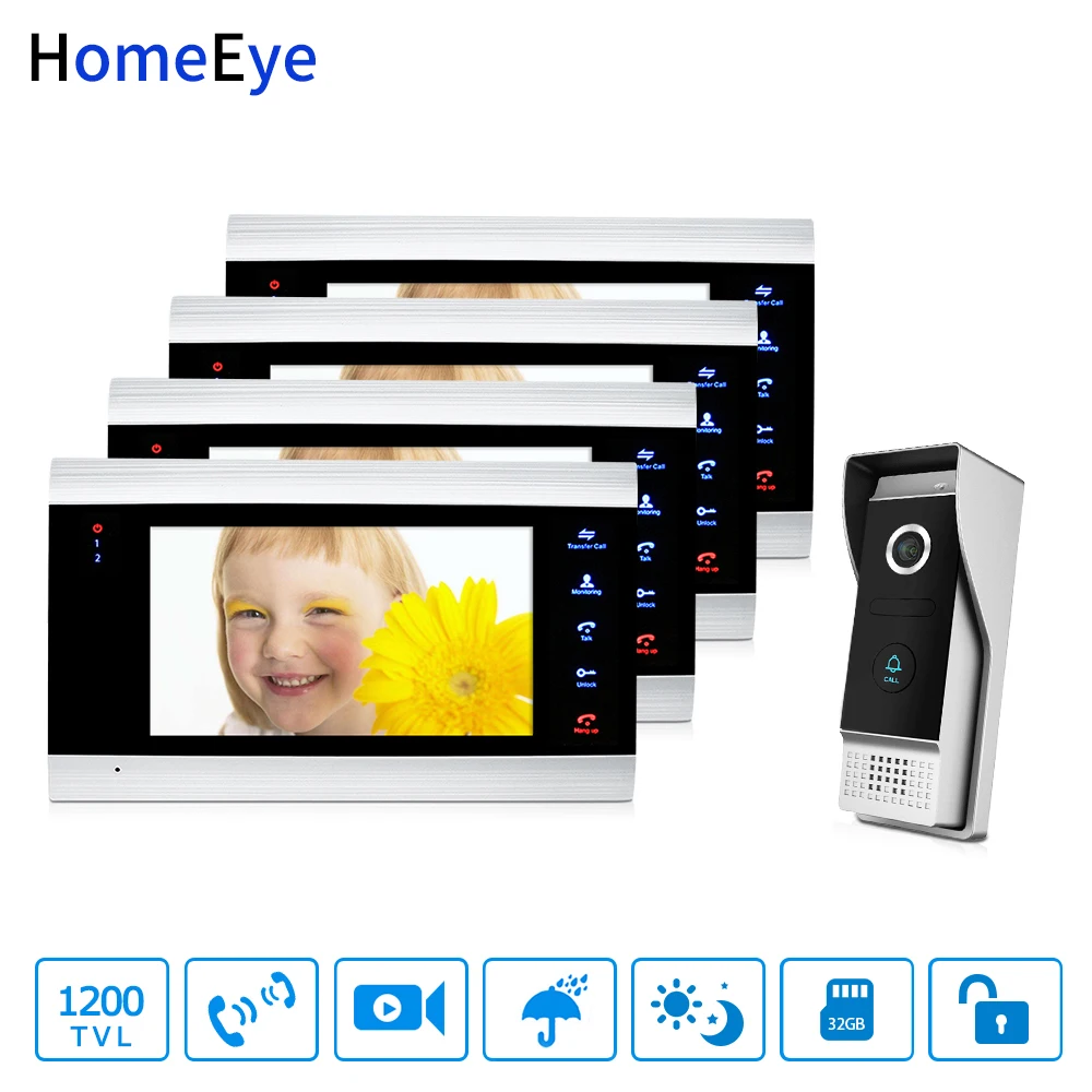 HomeEye 7 '񟠠TVL видеодомофон для видеодомофона 1 4 система безопасности