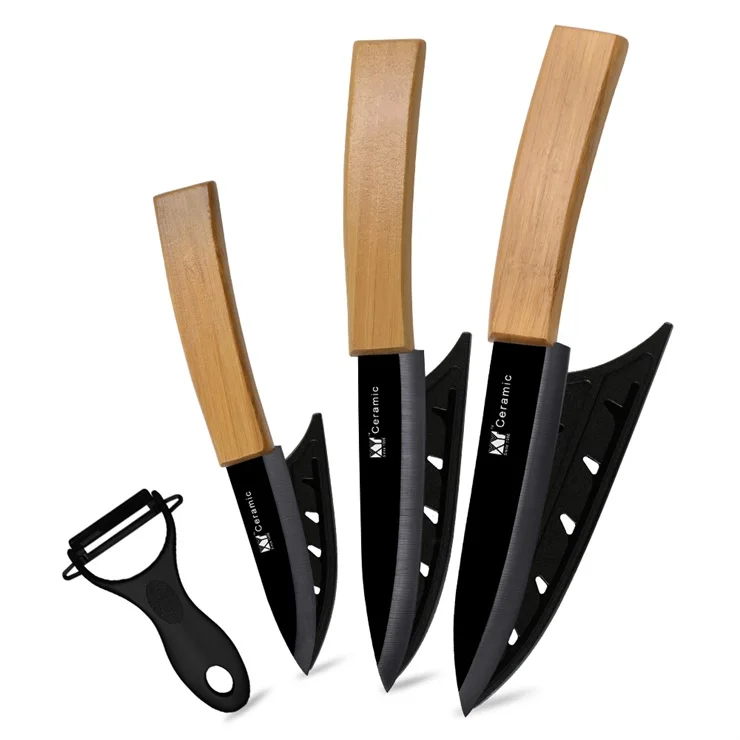 Bamboo H Black XYj кухонный нож керамический нож набор инструментов для приготовления пищи " 4" " дюймов+ Овощечистка белый и черный нож для очистки овощей фруктов кухонные инструменты - Цвет: Bamboo H Black