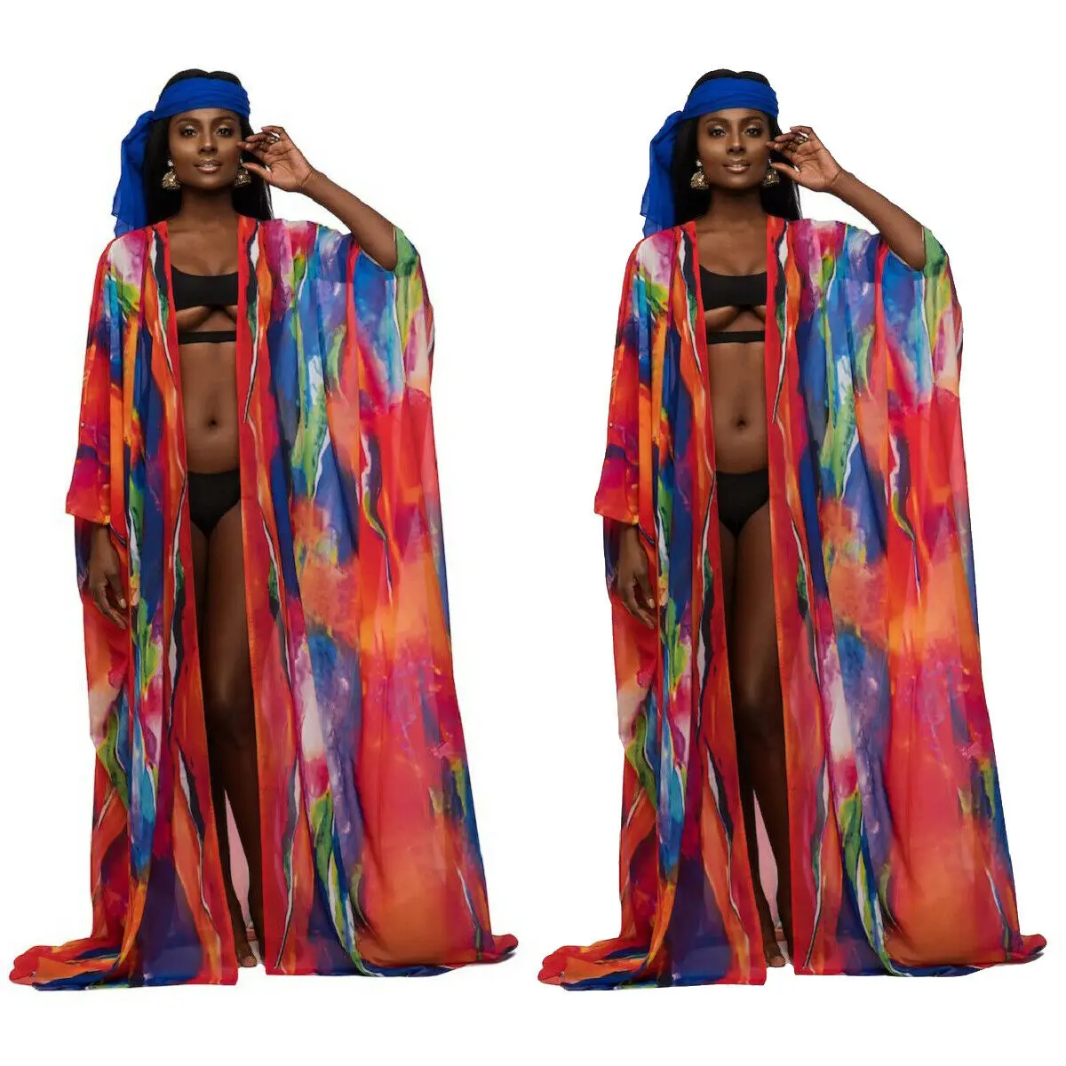 Женская накидка на бикини кафтан купальник пляжная макси юбка с запахом саронг