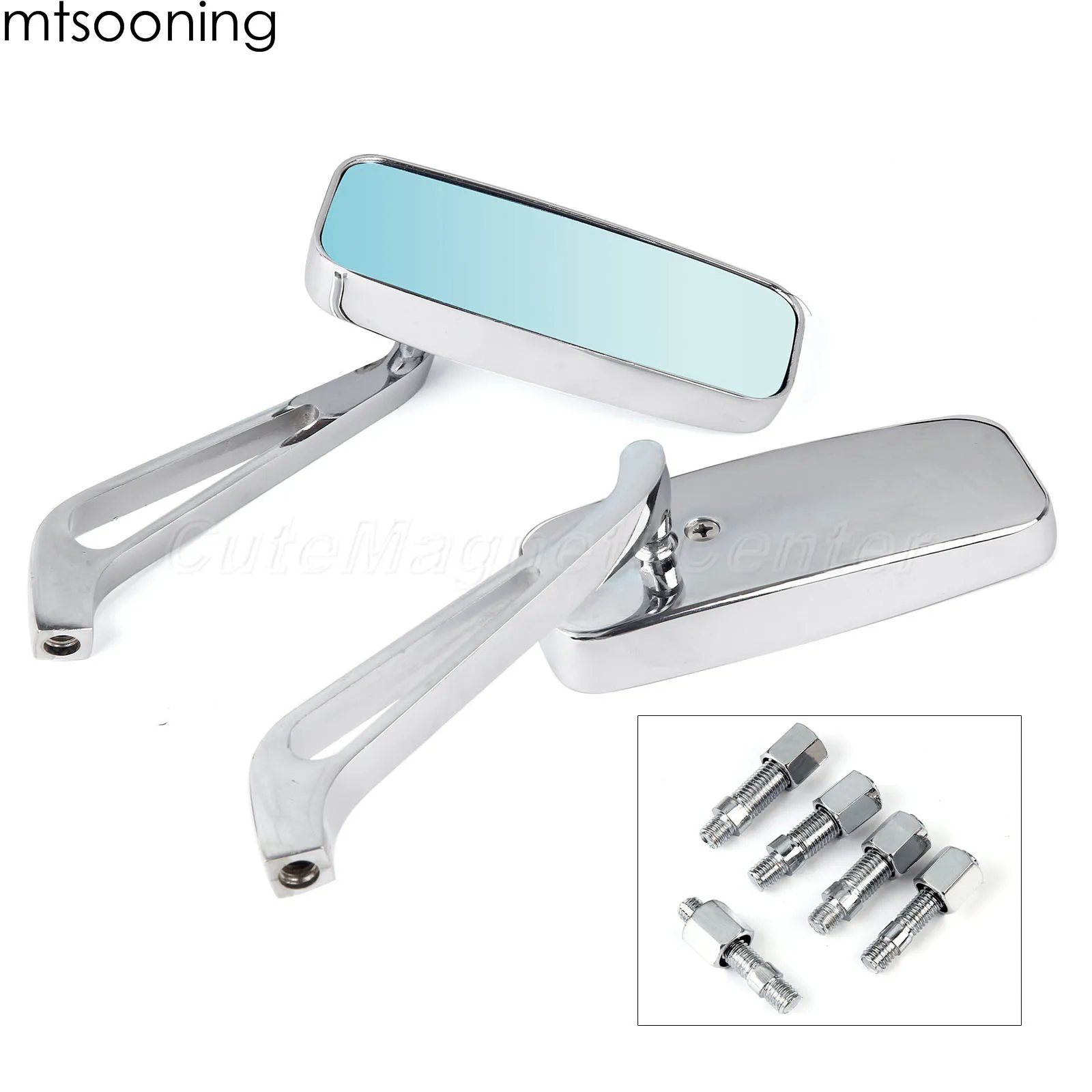 Мотоциклетные зеркала заднего вида mtsooning хромированное квадратное Выпуклое
