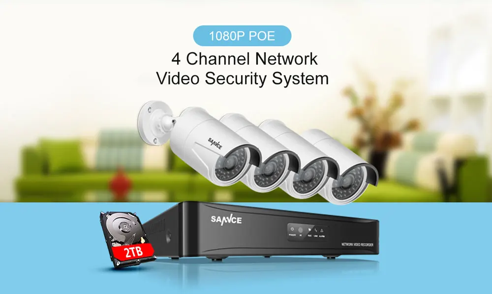SANNCE HD 1080P CCTV система 4CH POE NVR 2 ТБ HDD 4 шт. 2MP 1080P POE IP камера сетевая уличная камера s домашняя система безопасности