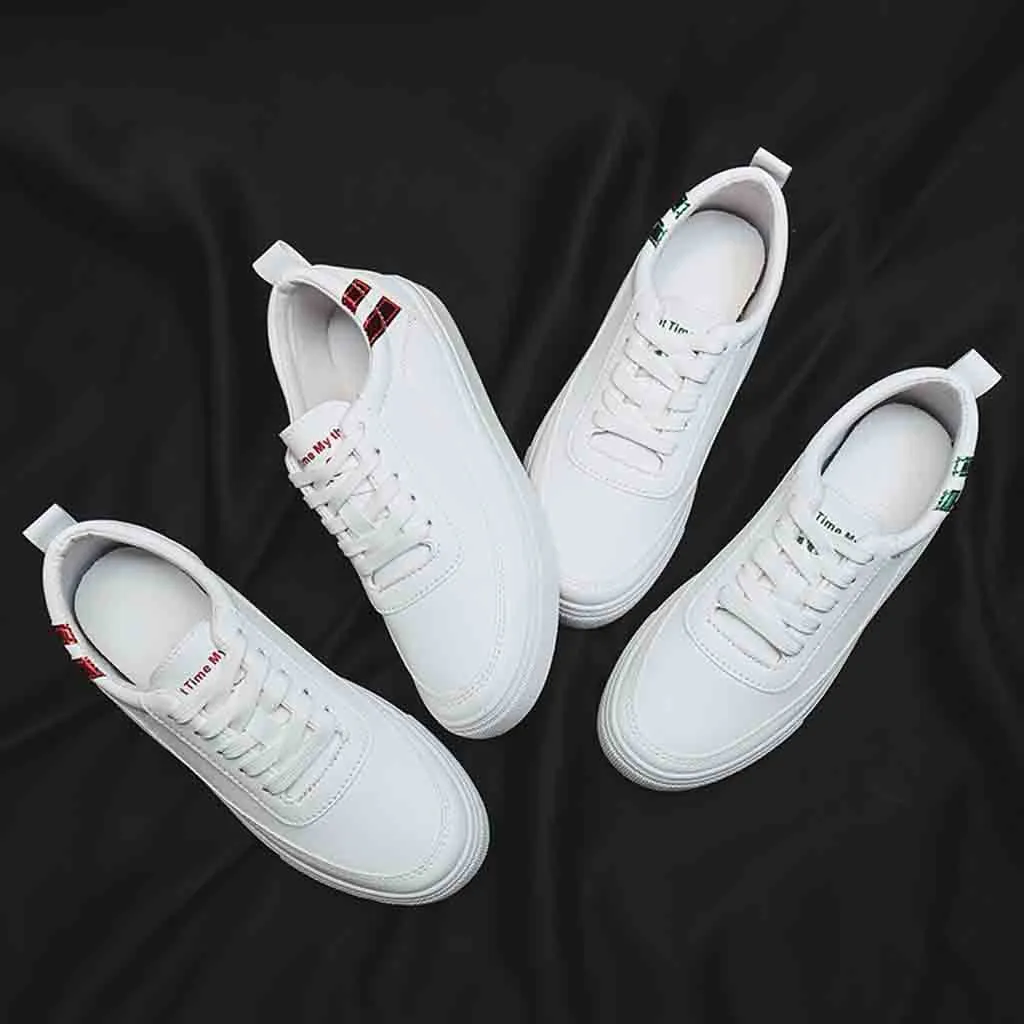 Женские кроссовки на шнуровке повседневные однотонные Туфли с круглым носком