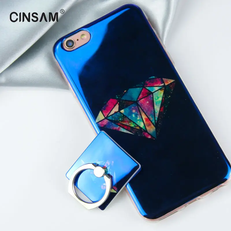 Cinsam Чехол Для iPhone 7 синий Луч Света С Кольцом Держатель Мягкие TPU Задняя Крышка для