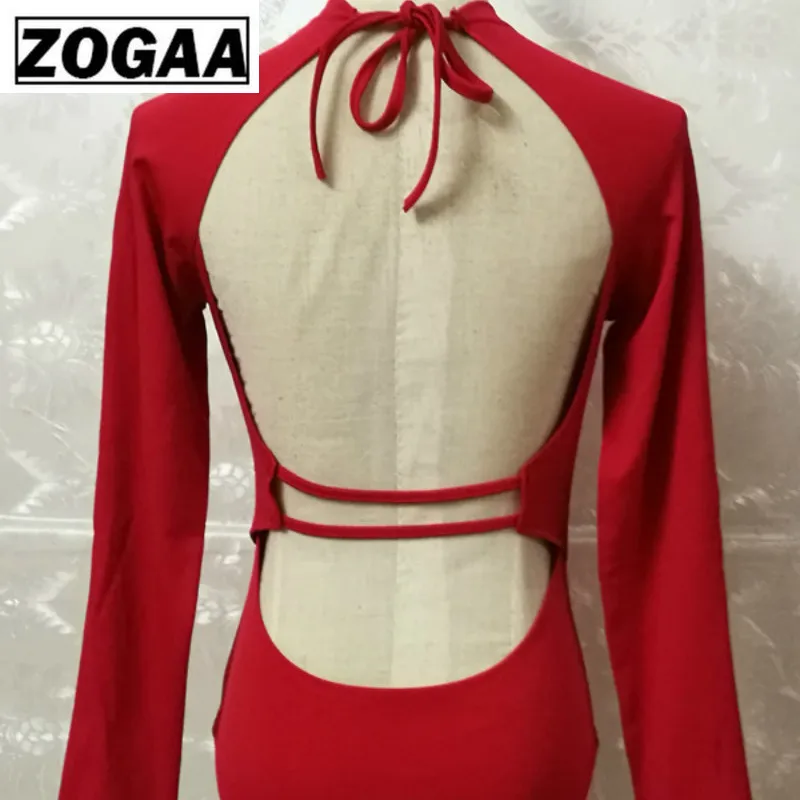 Женское боди с длинным рукавом ZOGGA однотонное сексуальное облегающее из