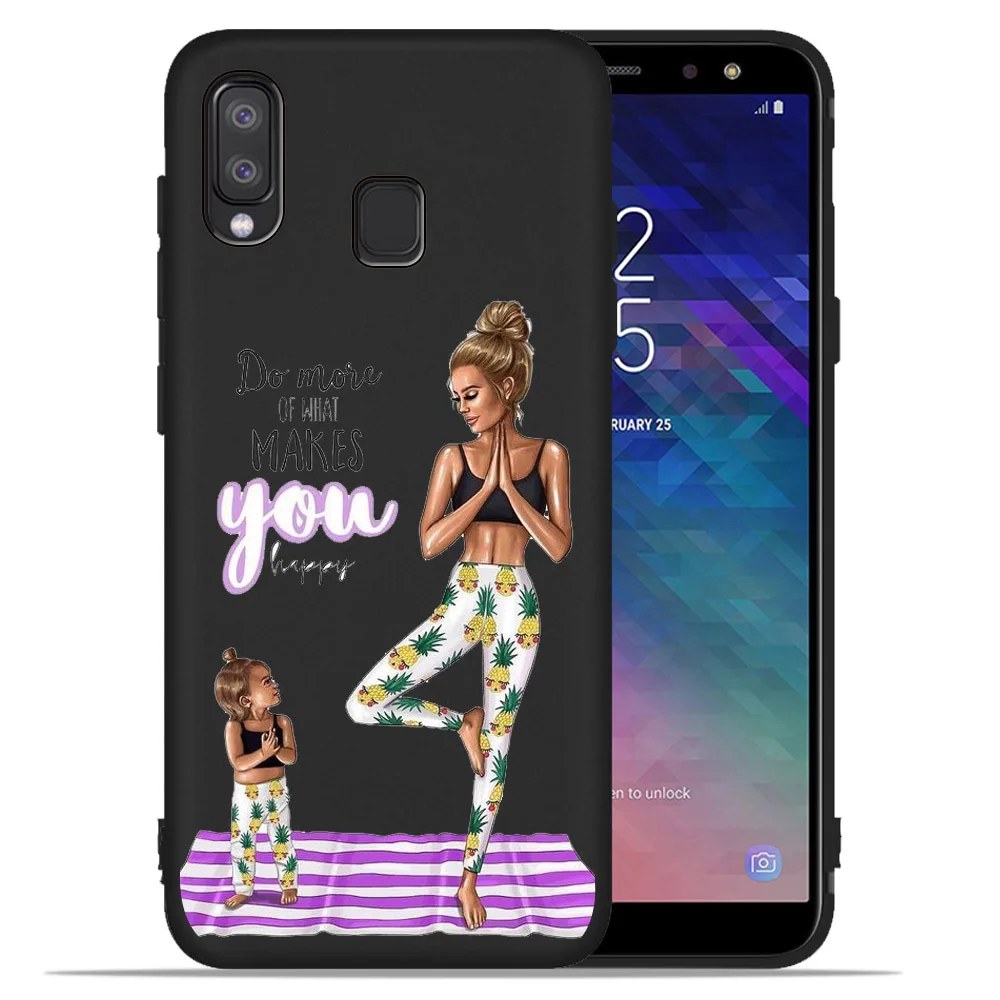 Черный чехол из ТПУ для Samsung Galaxy A7 A92018 Etui Baby Mom Girl A30 40 50 70 A6 A8 Plus 2018 A320|Чехлы-накладки|