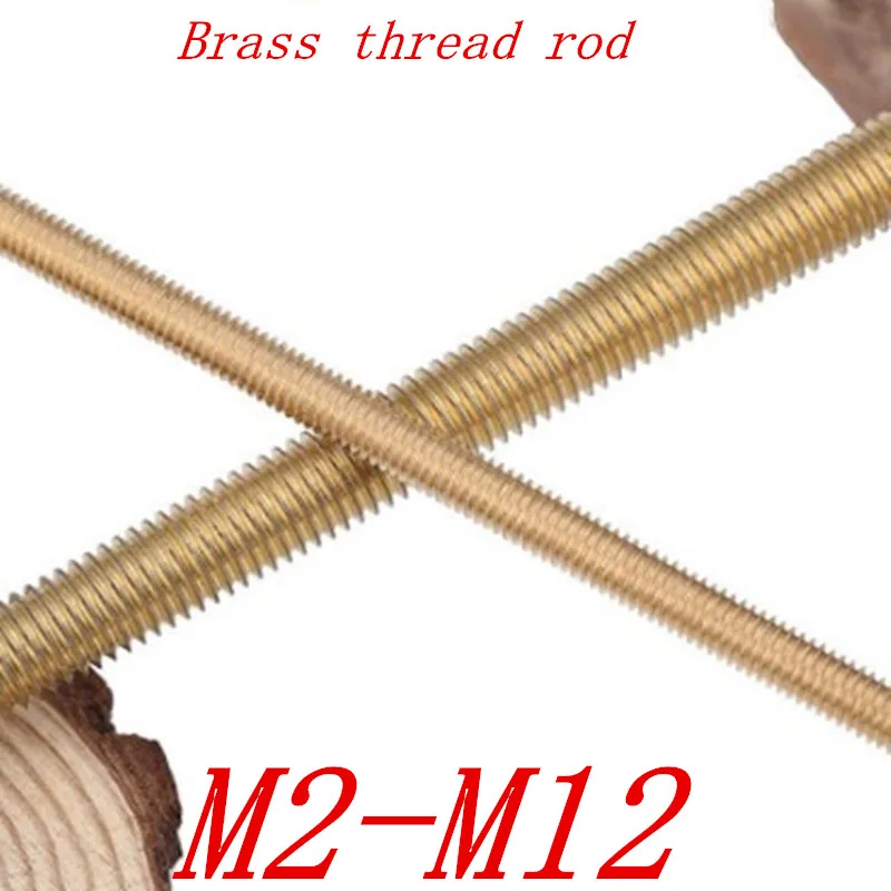 2-5pcs brass Thread Rod M2 M2.5 M3 M4 M5 M6 M8 M10 M12 length 250mm Long Brass Metric Bolt Full Thread Shaft Rod Bar Stud