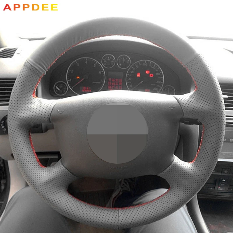 APPDEE черная кожаная мужская прошитая вручную чехол рулевого колеса автомобиля
