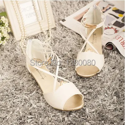 Free shipping girls summer flat sandals female slope with the fish head 2014 new bohemian Rome Sweet Shoes|sandals best|sandals foundationsandals for