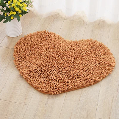 Coffee 40*50 см нескользящий напольный коврик из синели, коврик для ванной комнаты, моющийся коврик для туалета, дверной коврик в форме сердца, 1 шт., напольный ковер для гостиной - Цвет: Coffee