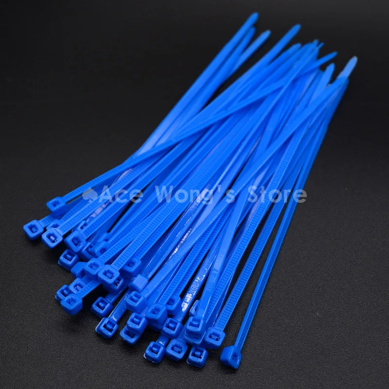 Самоблокирующиеся голубые пластиковые нейлоновые кабельные стяжки 100 шт./упак.