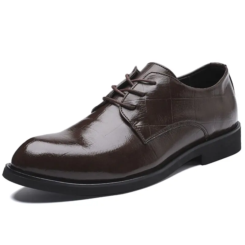 ZUNYU/Новая мужская качественная обувь из лакированной кожи; Zapatos de hombre; Размеры: черная кожаная мягкая мужская обувь; мужские классические оксфорды на плоской подошве - Цвет: brown