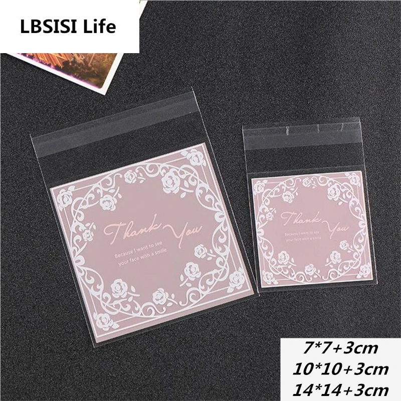 LBSISI Life 100 шт. розовые пакеты для конфет печенья шоколада свадьбы дня рождения клей
