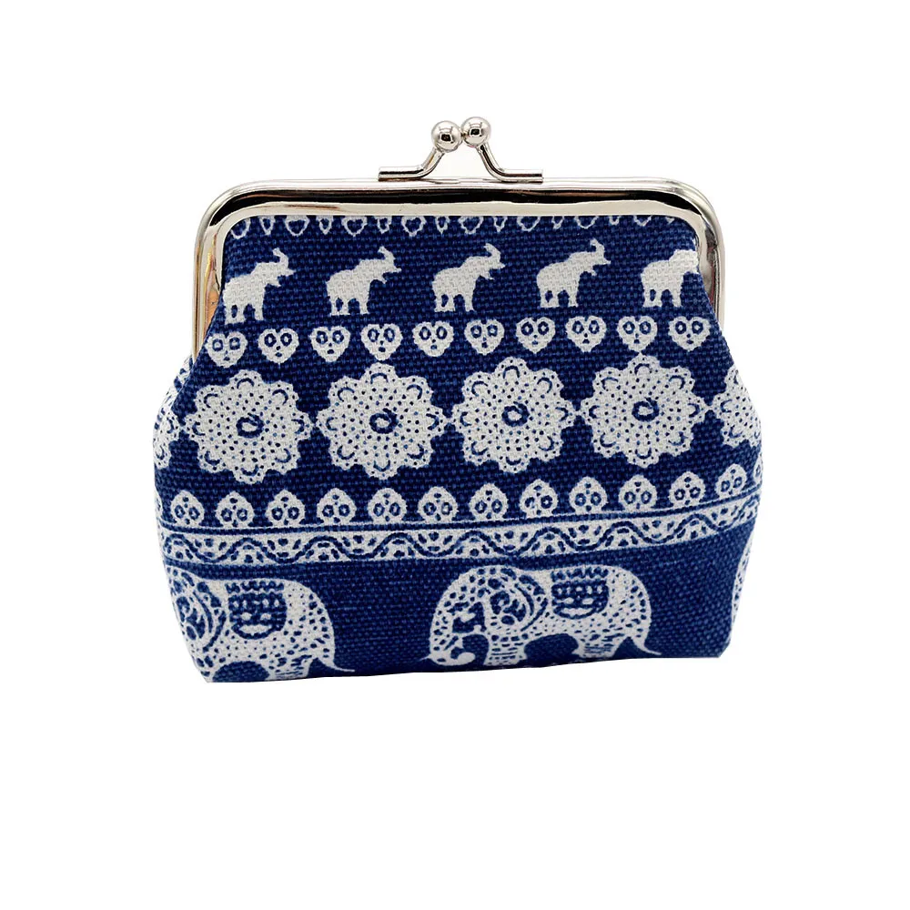 Кошелек для монет мини сумка Модный женский холщовый кошелек со слоном с цветами