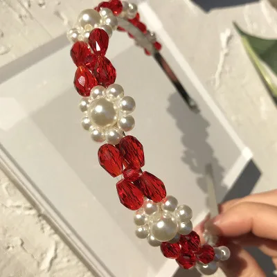 Новинка украшение для волос ручной работы с жемчугом стильная обруч кристаллами