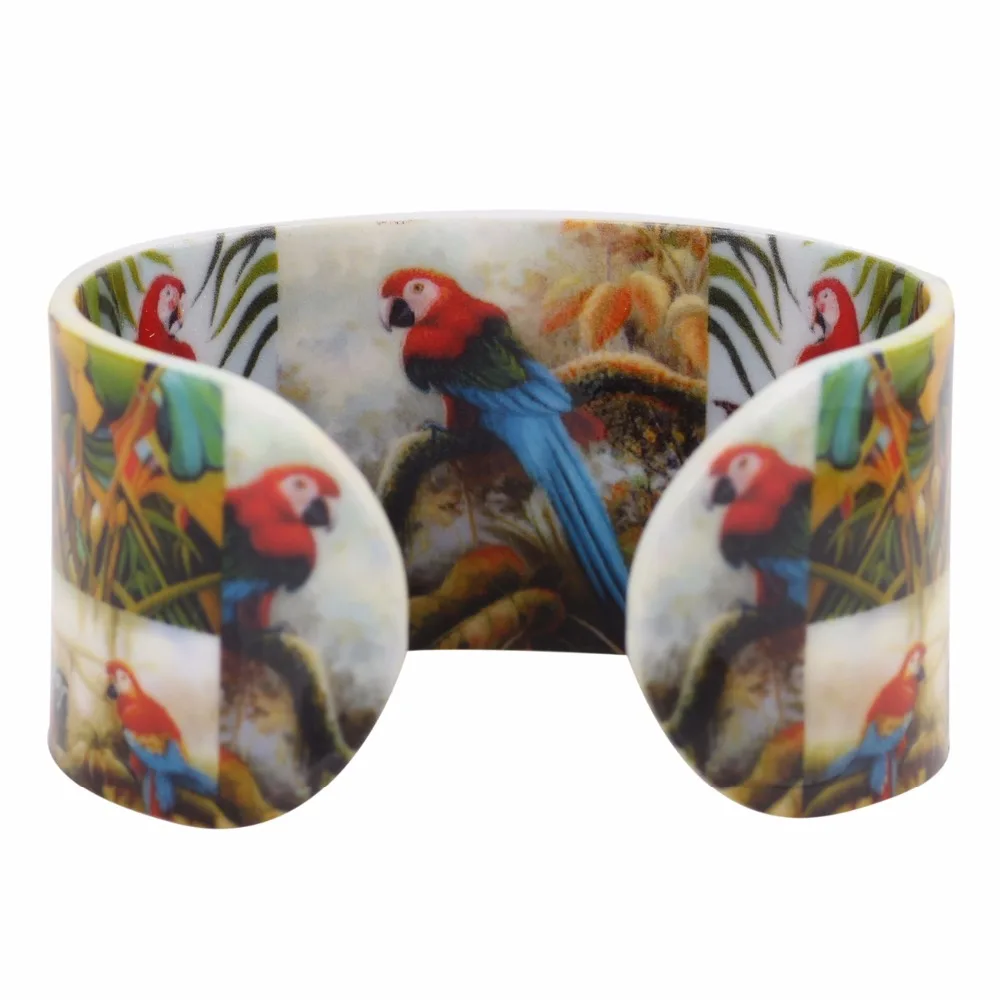 Женский акриловый браслет Bonsny широкий с рисунком попугая любовь птица модные