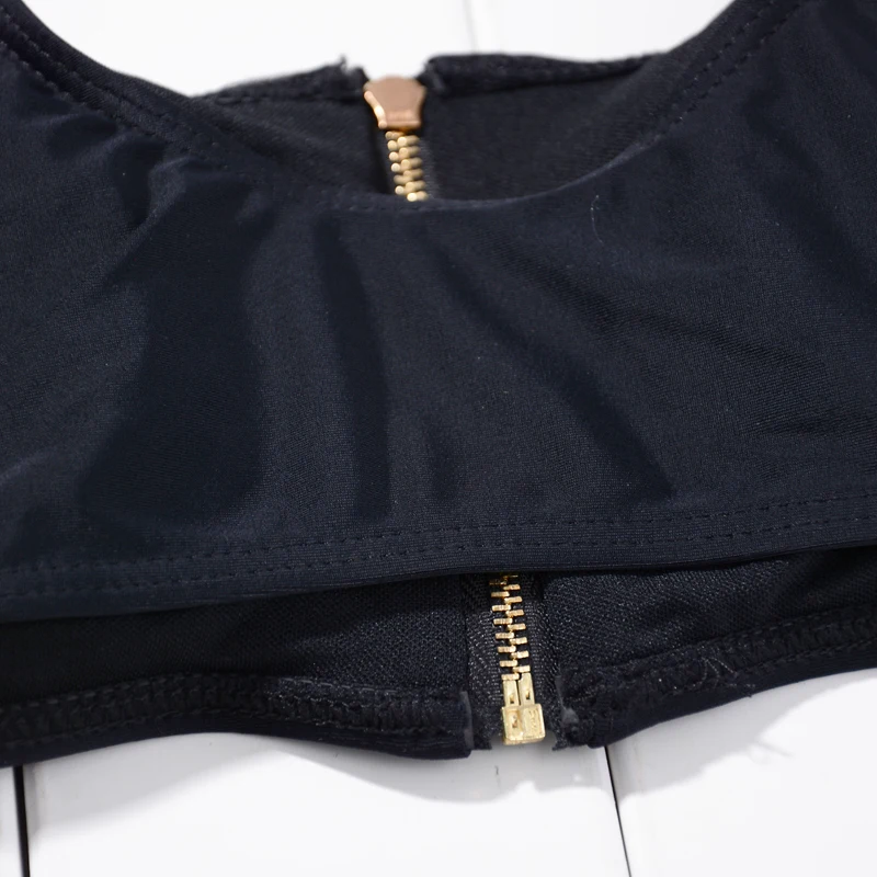 2019 летние новые женские однотонные бикини на молнии набор пуш ап уплотненный