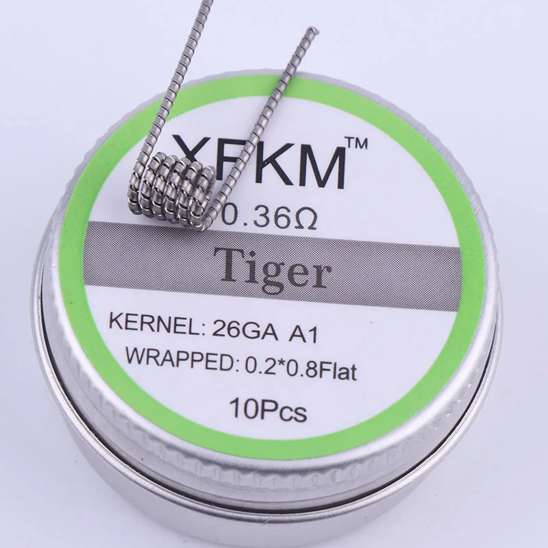 tiger 0.36 XFKM плоский витой провод плавленый clapton Hive предварительно изготовленные обмоточные провода чужеродный микс витой Quad Tiger катушки нагревательное сопротивление rda катушка - Цвет: tiger 0.36