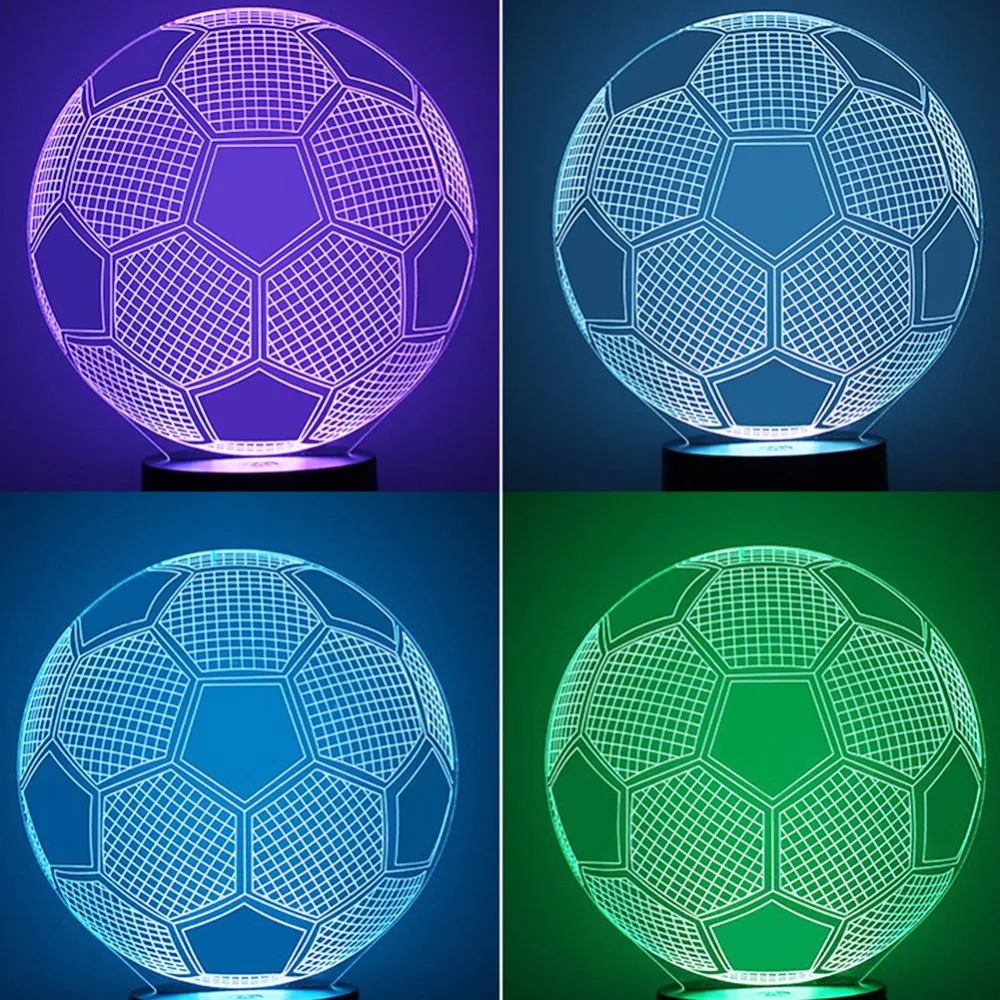 USB RGB 3D футбольная Новинка лампа футбольный светильник с 17 клавишами пульт
