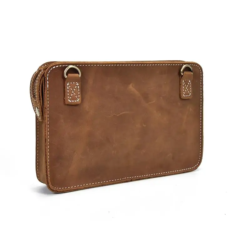 Brown (24cm) MAHEU, натуральная кожа, модный клатч, сумочка, кошелек для рук, для мужчин и женщин, Ретро стиль, клатчи, кошелек на руку, на талии, двойное использование - Цвет: Brown (24cm)