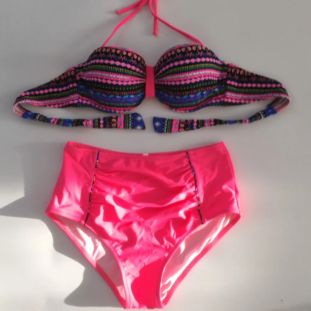 Женский винтажный купальник с завышенной талией пуш-ап и рюшами | Женская одежда