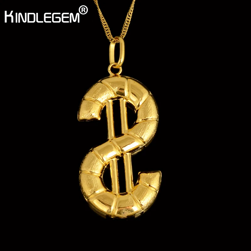 Kindlegem чистого золота цвет в виде доллара ожерелье подвеска цепь для женщин Африканский Дубай ювелирные изделия Италия высокое качество