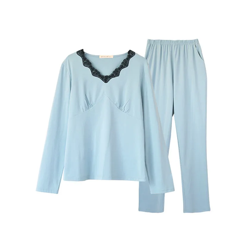 Женская одежда для сна осенние женские кружевные комплекты пижам тонкие пижамы с