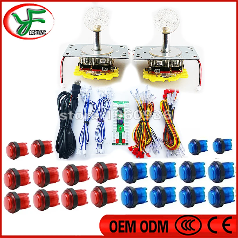 LED Arcade Game DIY Parts 4/8 Way LED Illuminated Joystick LED Illuminated Push Button for Jamma mame