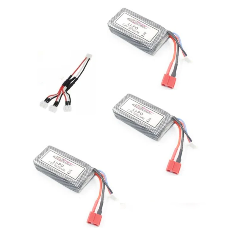 3 battery and line 7,4 v 1600mah Lipo батарея для XINLEHONG 9125 пульт дистанционного управления Rc автомобиля запасные части 9125 аксессуар батареи - Цвет: 3 battery and line