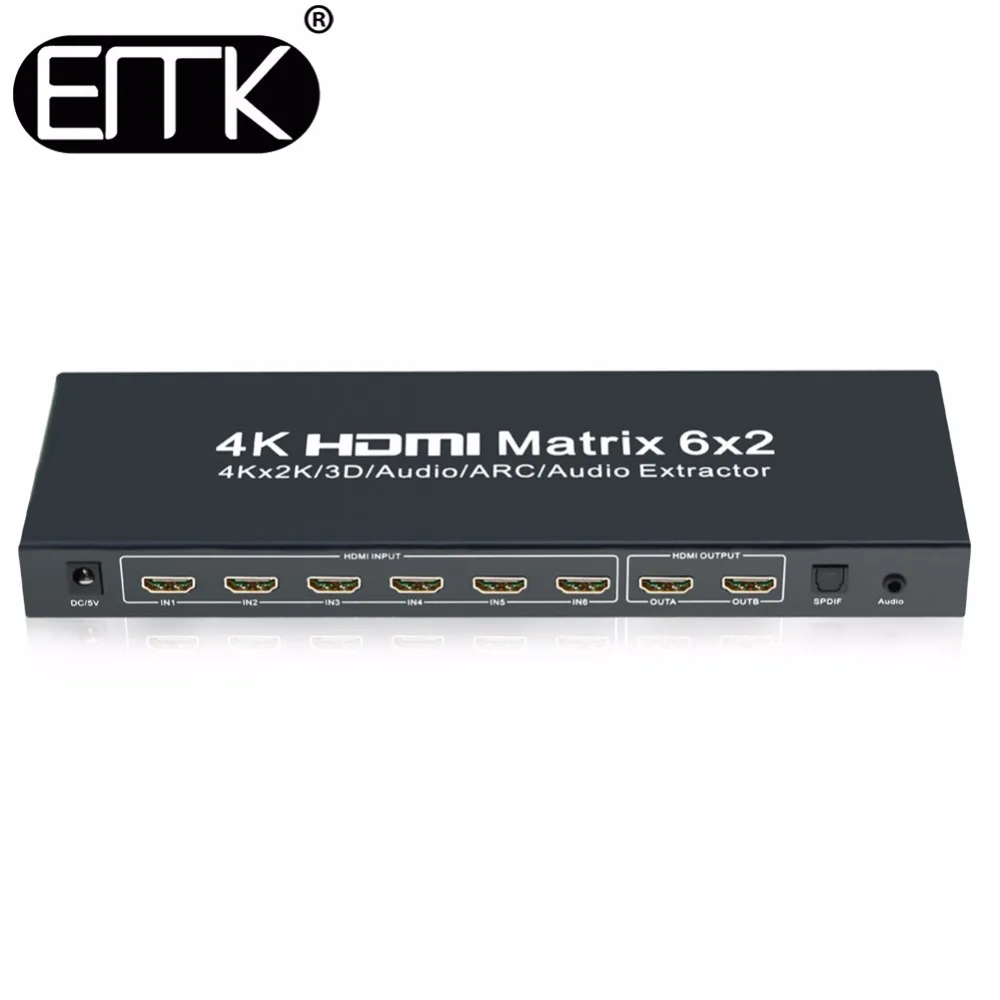 EMK 6x2 HDMI 1 4 V матричный переключатель сплиттер (6 в 2 выхода) с пультом