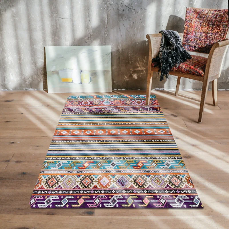 

Livingroom Kitchen Baths Mat Door Mat Anti-Slip Home Decoration European Style Flowers Jacquard Carpet Area Rug For Bedroom