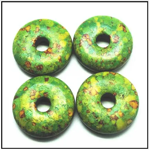 green turquoise 5 шт. натуральный драгоценный камень формы пончика Роза кварт Вишня кварц унакит Жассе Лапис flourite хрустальные бусины рок tige глаз 30 мм - Цвет: green turquoise