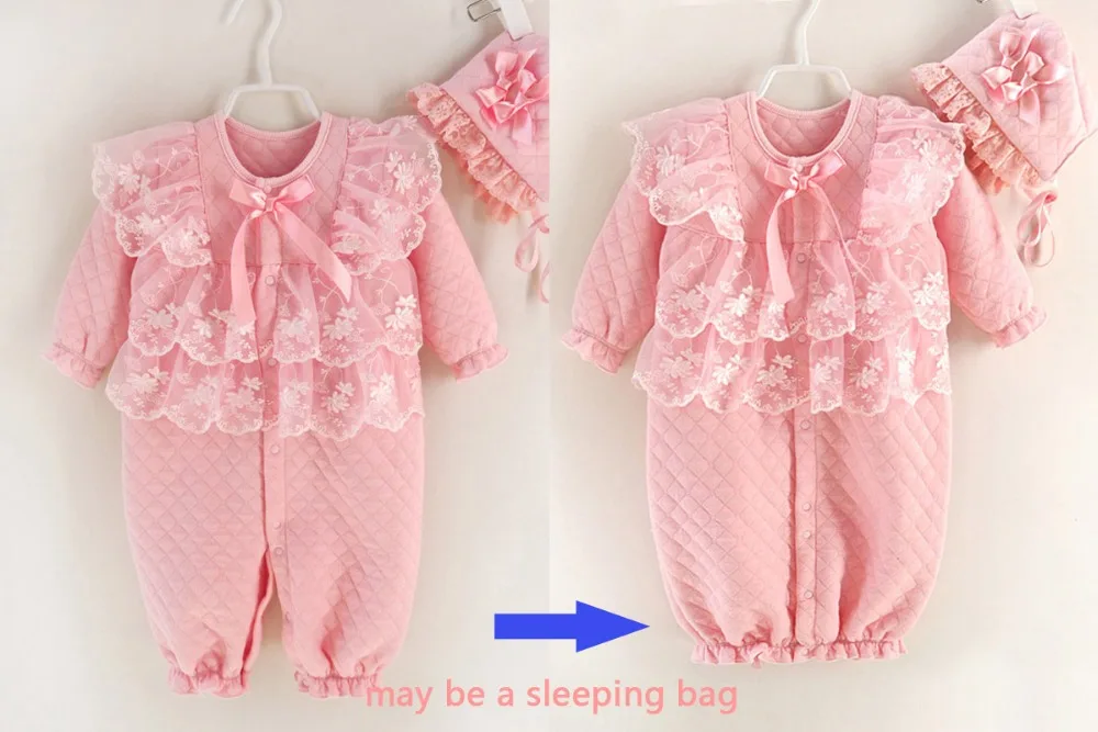 Хлопковый красный комбинезон с капюшоном и кружевным бантом для маленьких