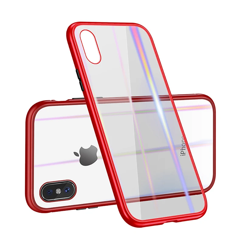Металлический магнитный адсорбционный чехол для iPhone XS Max XR X 7 8 Plus 360 откидная