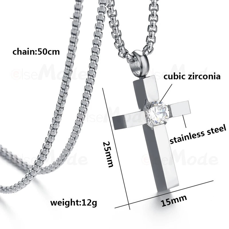 ELSEMODE крошечные ожерелья с кулоном в виде Креста из кубического циркония для