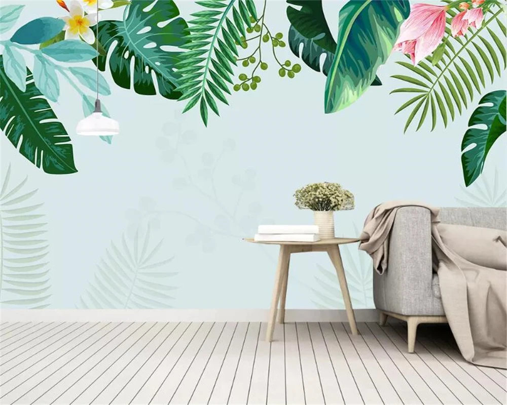 Фотообои Beibehang 3d на заказ роспись 3D Современная ручная тропический лес банановые