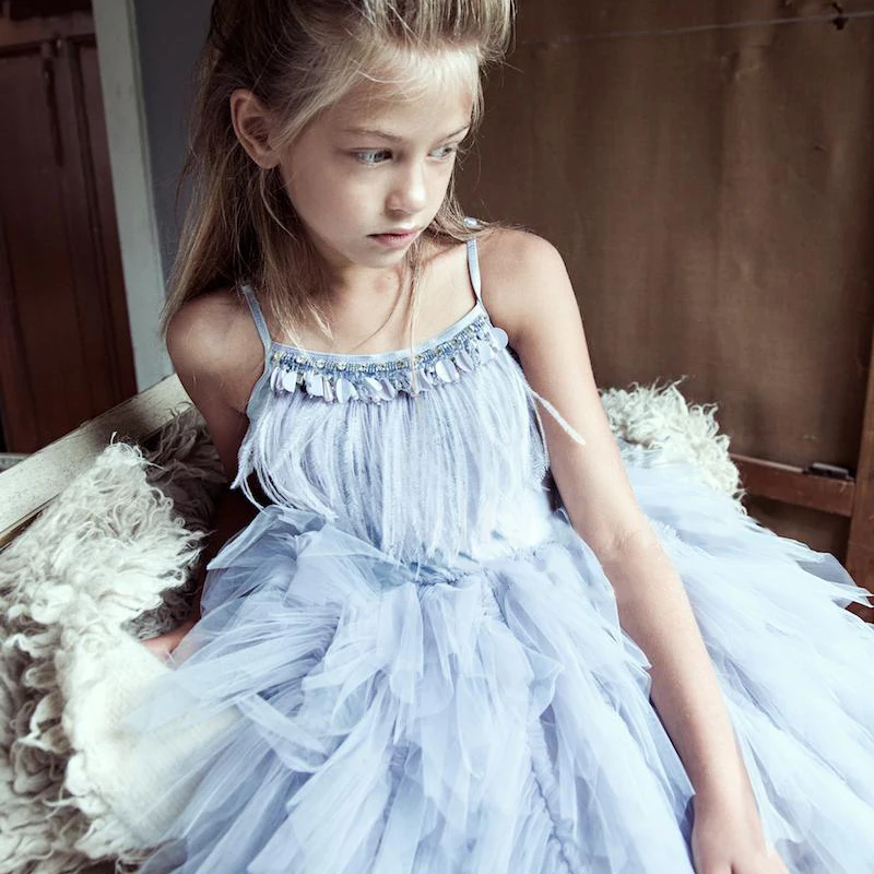 Платье для маленьких девочек с перьями на заказ платье принцессы лебедем и