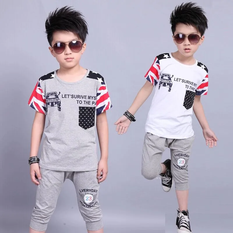 Горячая 2018 лето комплект детской одежды От 3 до 12 лет дети с коротким рукавом
